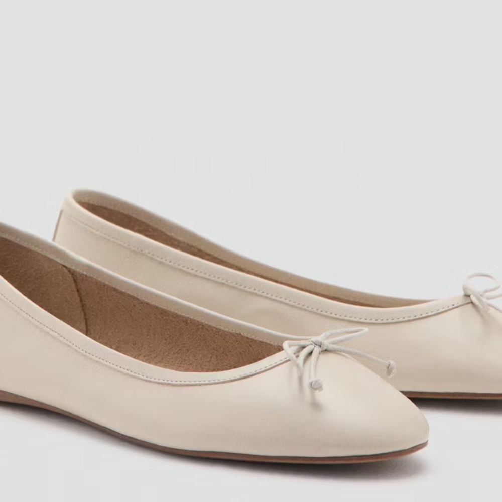 Mango Cream Bow Ballet Flats